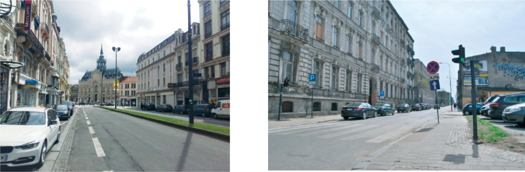 Delimitation of the research area. On the left: Roubaix site; on the right: Lodz site. Own work, 2018