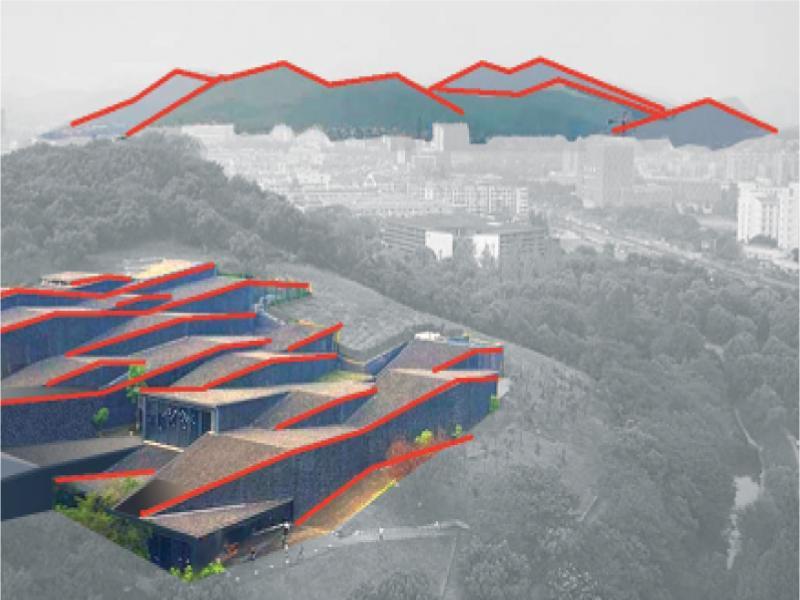 The Folk-art galleries for China Academy of Arts. In the form of the roofs of the museum building, one can see an appeal to the outlines of the local mountains