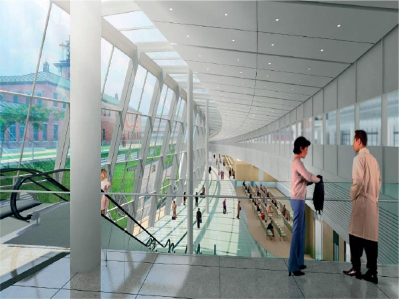 “Hospital park” method in Seoul National University Hospital Medical Mall project, Seoul, South Korea. Source: https://www.greshamsmith.com/project/seoul-national-university-hospital-medical-mall/