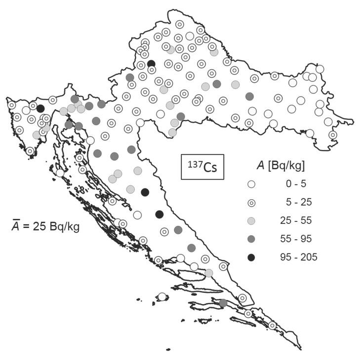 Distribution of the A of 137Cs in Croatian soil