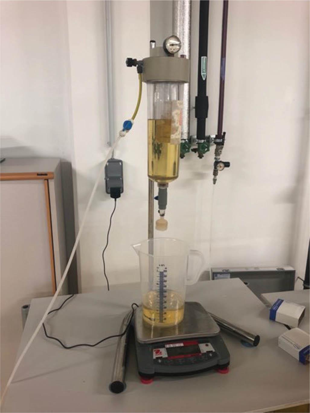 Verwendete Filtrierhalterung für die Bestimmung des Verblockungsindexes und der maximalen FiltrierleistungFigure 2. Filter holder used to determine the plugging index and the maximum filtering capacity