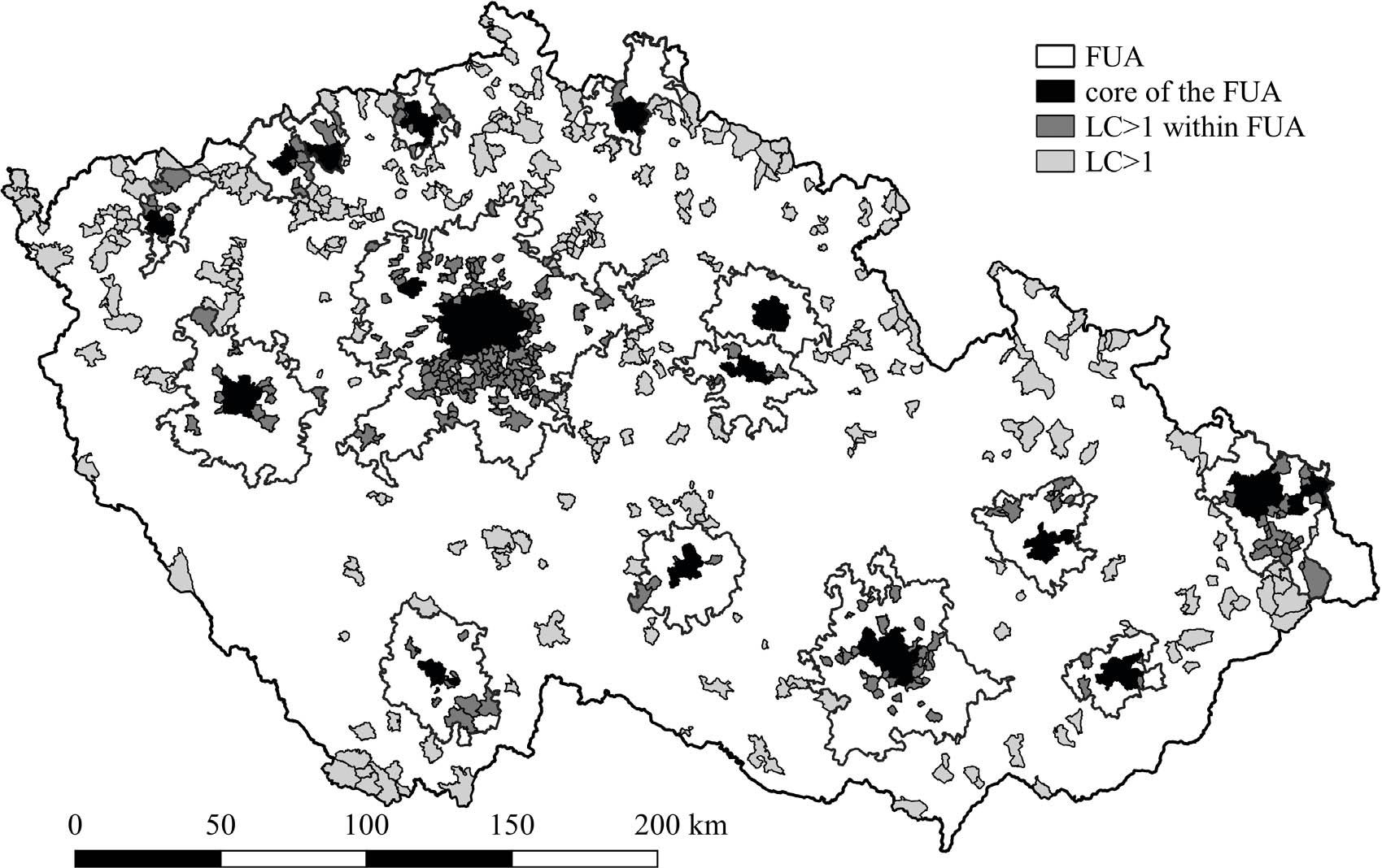Municipalities with increased local coefficient and FUAs in 2019 core of the FUA = the densely inhabited city whose labour market is highly integrated with the commuting zone within the borders of FUASource: own processing