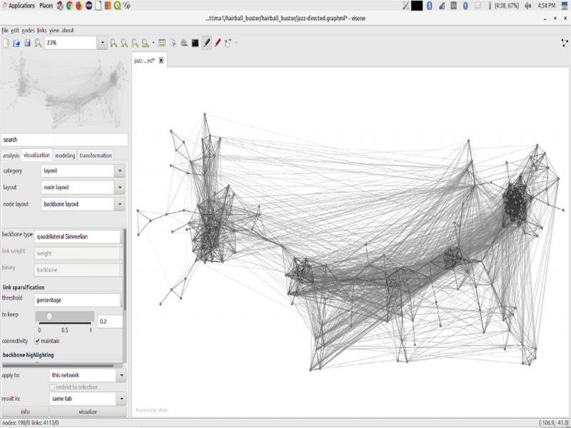 Visone backbone layout of jazz player data set.