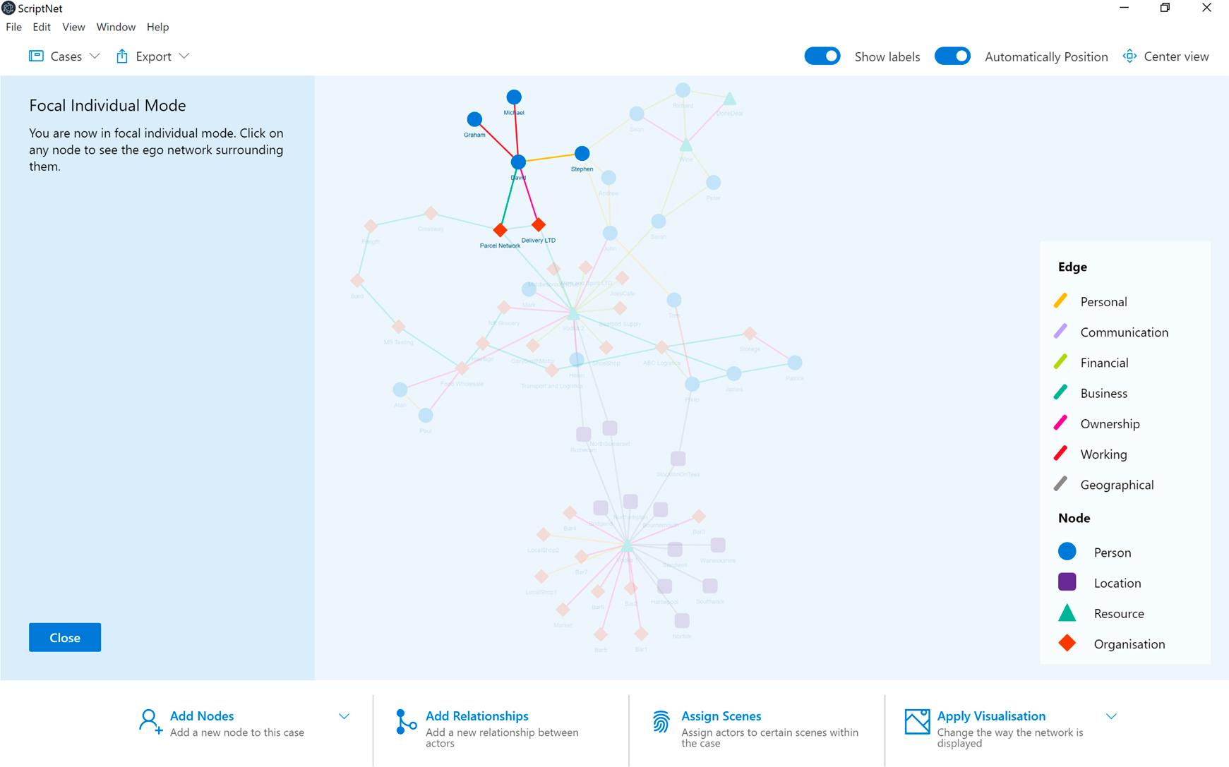 Visualize focal node (David).