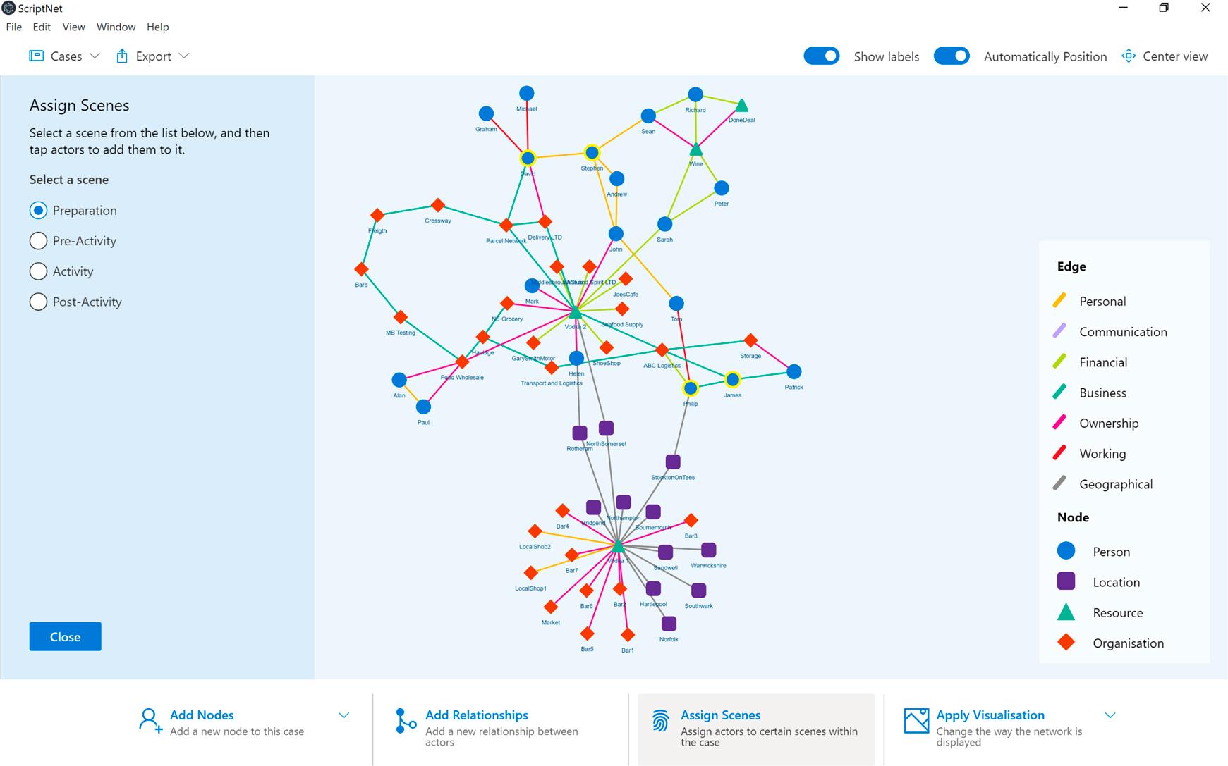 Assigning scenes in ScriptNet.