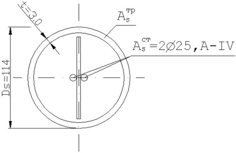 Cross-section of a tubular reinforced concrete element (own research)