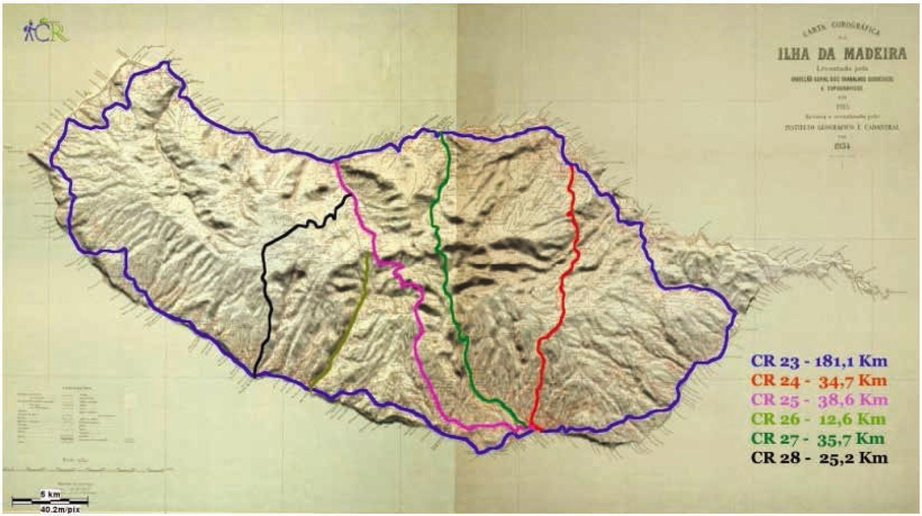 The six routes of the Caminho Real on Madeira Island (ACRM, 2020).