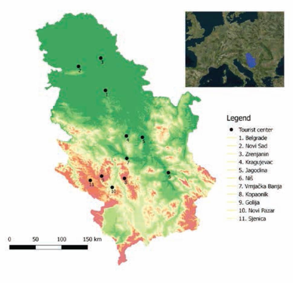 Geographic Position of Serbia and Its Tourist Centers