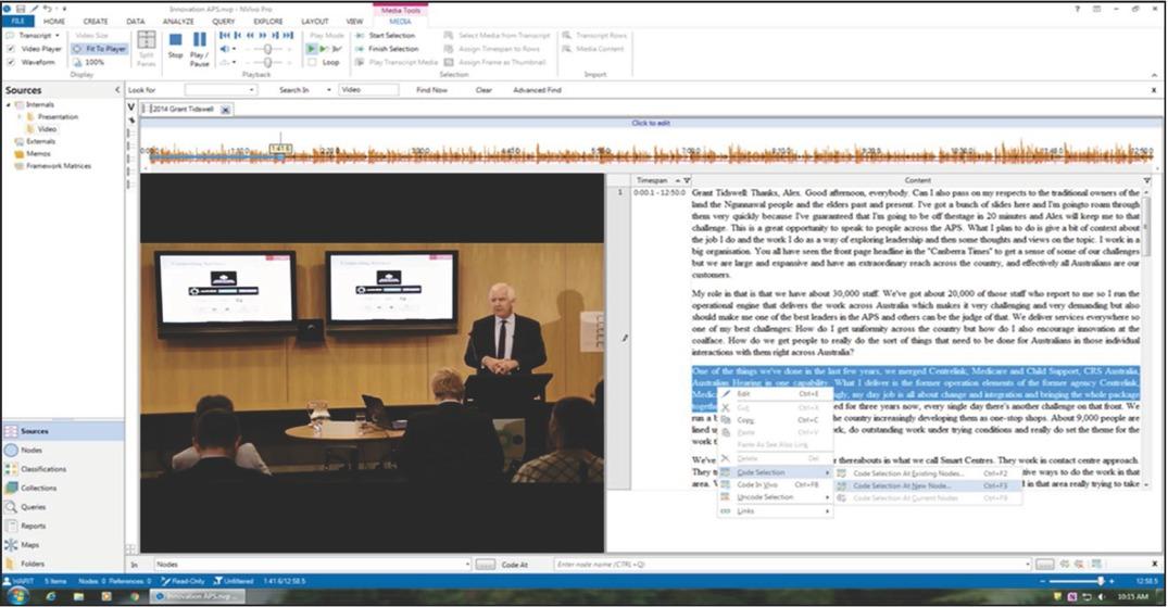 Screenshot of coding in NVivo