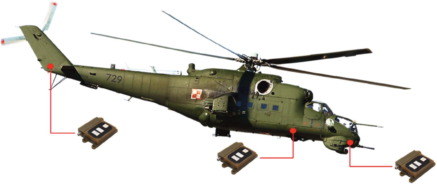 CHM system consisting of three autonomic sensors installed on in-service Mi-24.