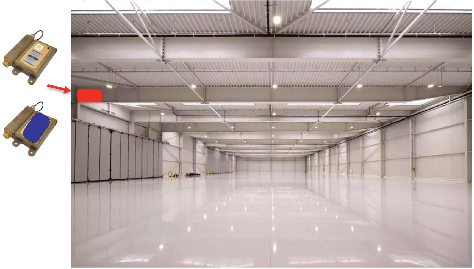 Example location of corrosion sensors on the hangar structure.