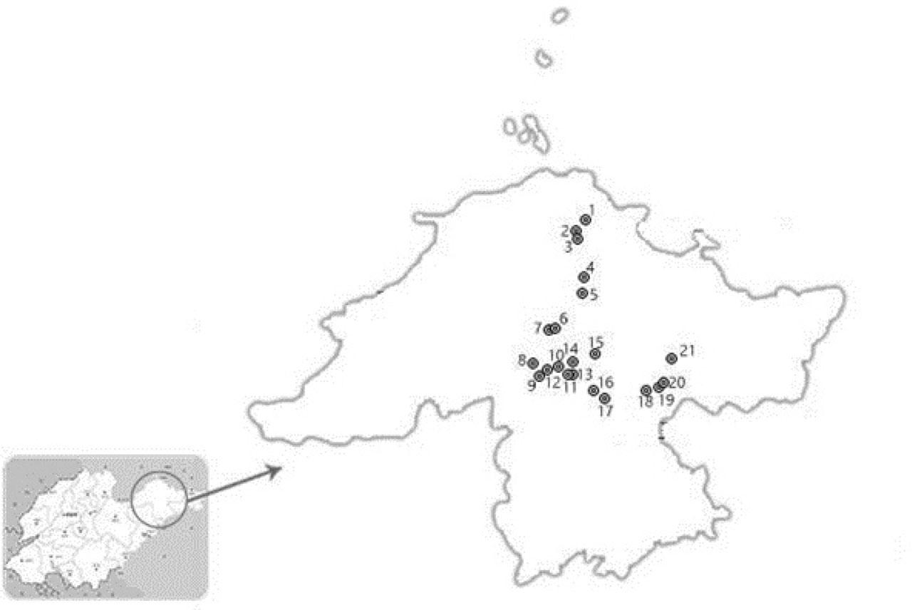 The global positioning system (GPS) localisation map of the sampling region.