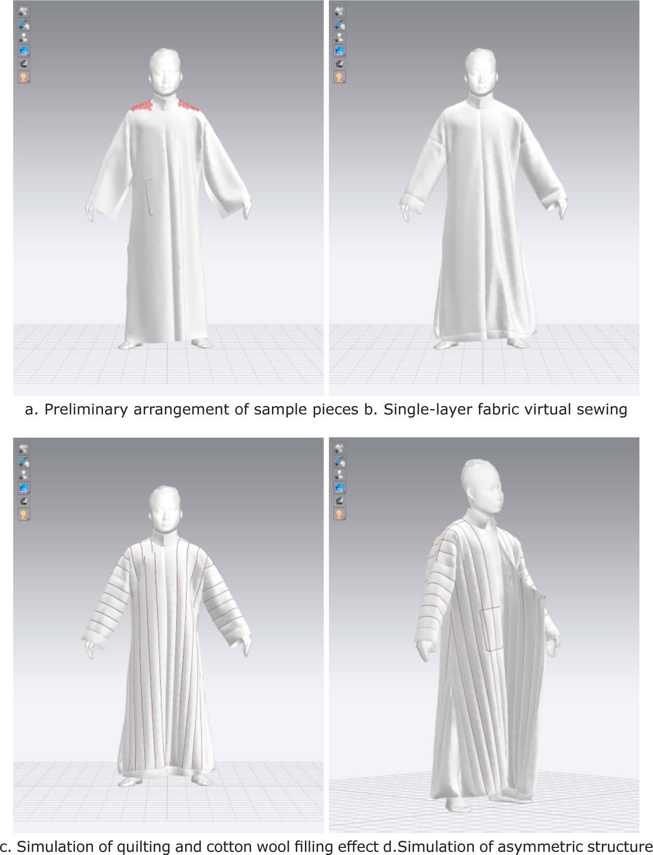 Cotton robe virtual sewing process