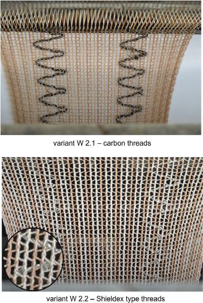 Highly elastic strip with electrically conductive threads