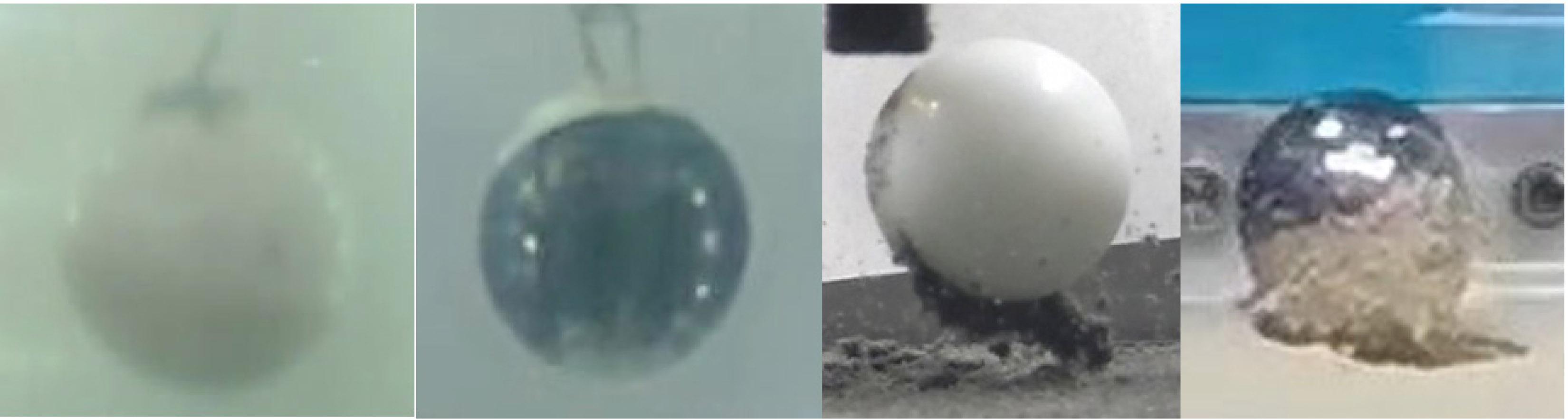 From left to right: Example of no mass transfer (monolayer), low mass transfer, medium mass transfer, and high mass transfer.