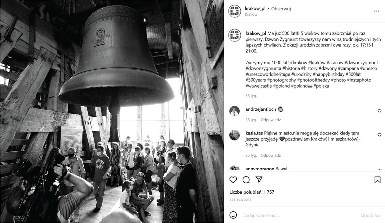 An example of collected postsSource: https://www.instagram.com/krakow_pl/.