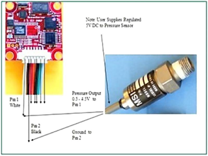 Wiring from pressure sensor to compass.