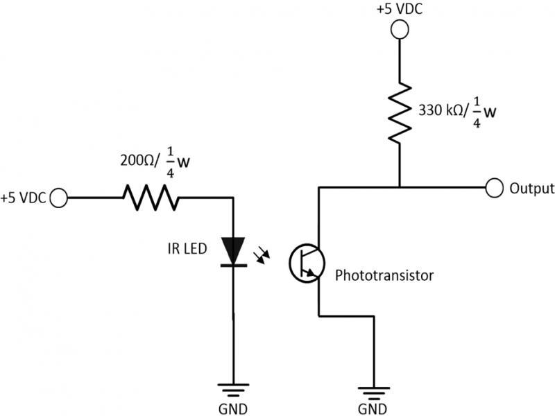 Infrared phototransistor circuit.