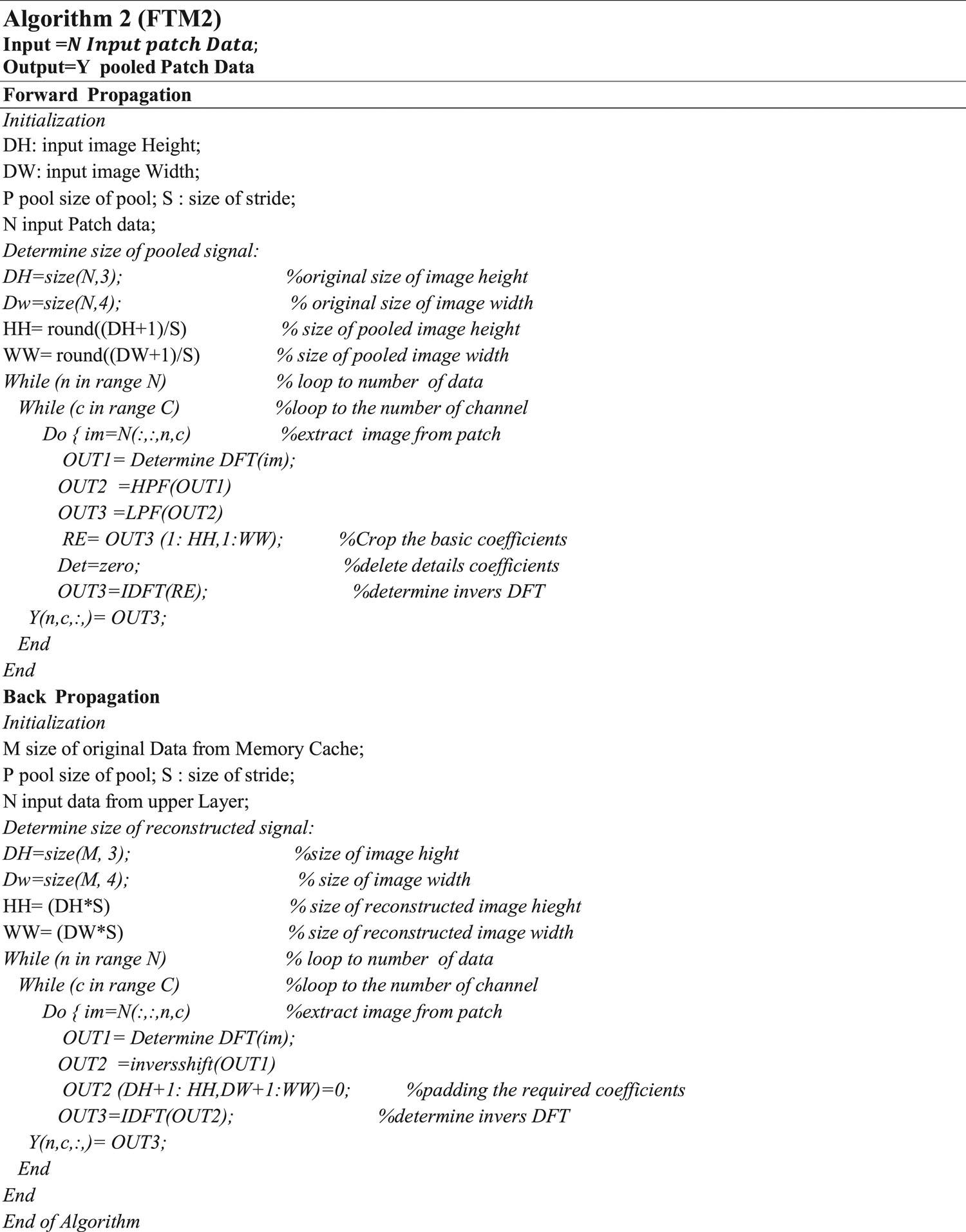 Proposed second (FTM2) algorithm.