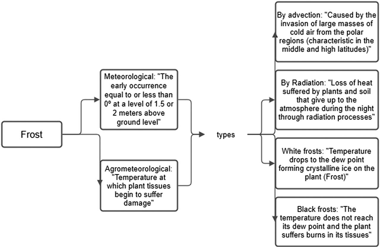 Definition and types of frost diagram. Own source, adapted from FENALCE (2018).