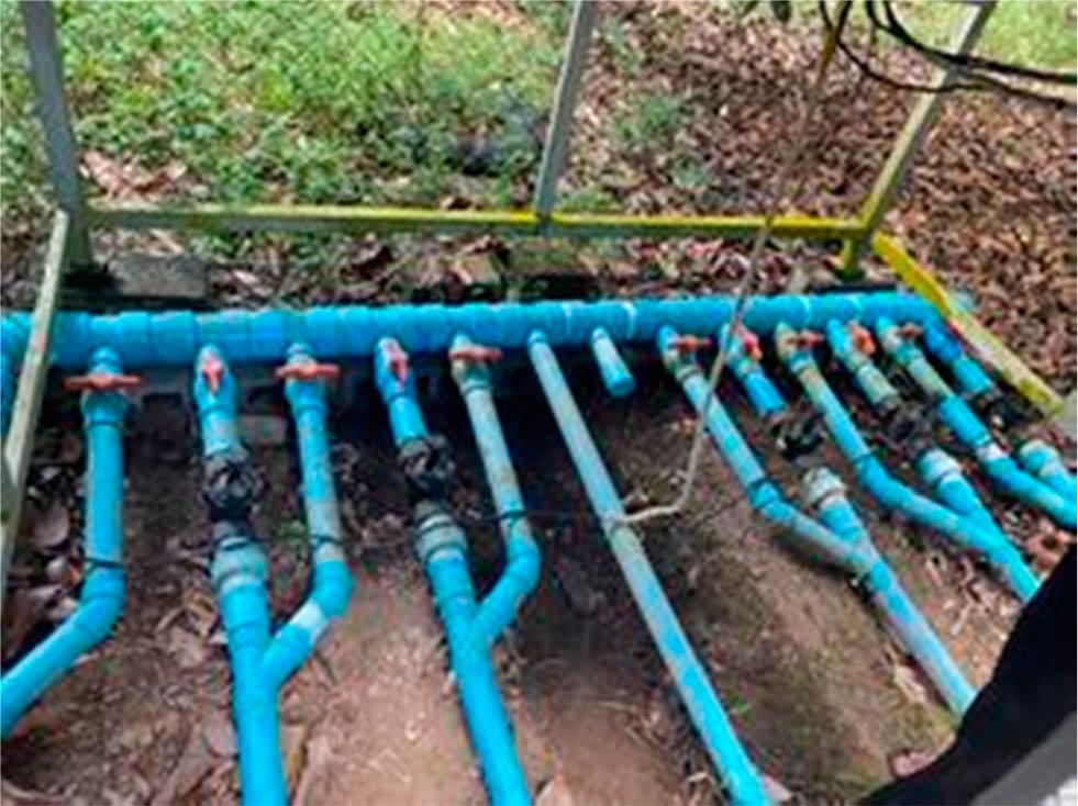 The 6-valves in the automatic water management system inside the mangosteen garden.