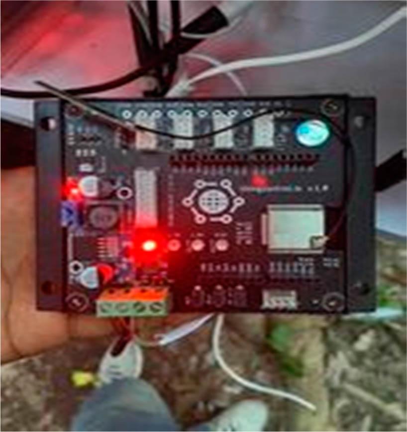 The microcontroller board used in the smart watering system.