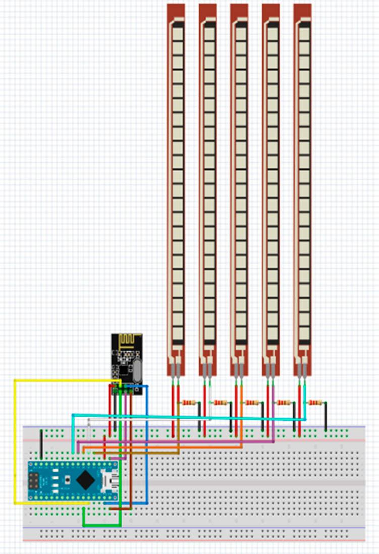 Electrical wiring in the smart glove.