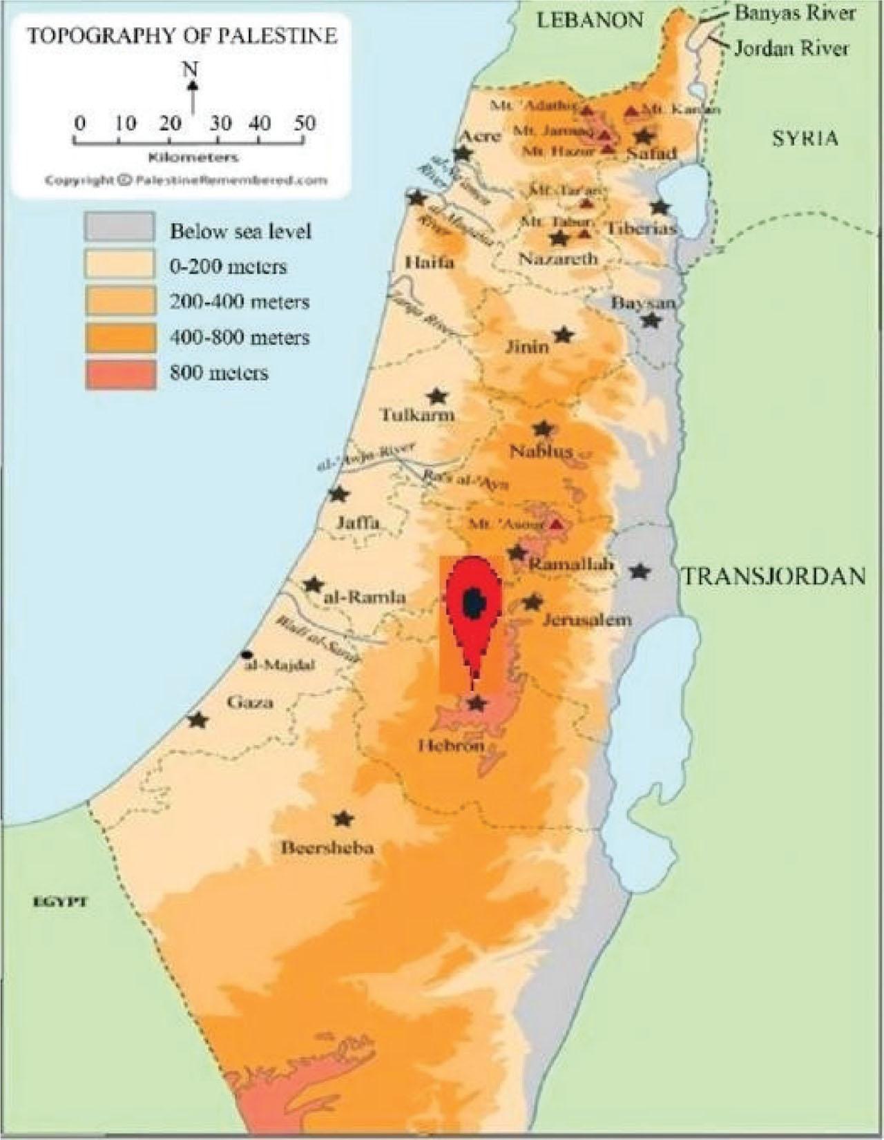 Geographic location where experiment is conducted, Palestine, Hebron district.