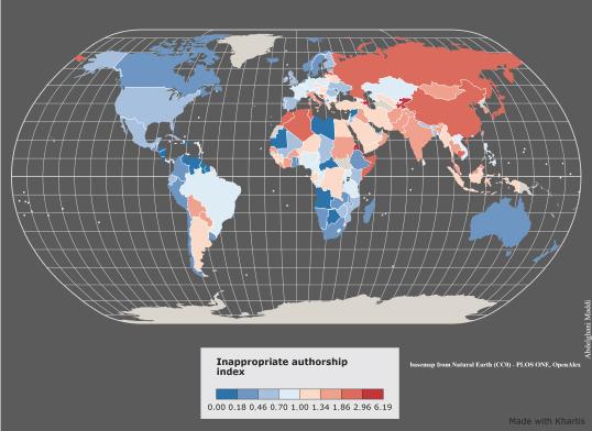 Potential inappropriate authorship concentration index by country/region.