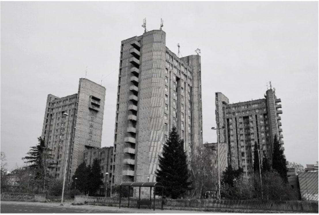 Student dormitory “Goce Delchev,” Skopje – 1969–1977. Architect: Georgi Konstantinovski; Photo: Ilcho Ilievski, 2019.