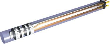 Tetrapolar interface consisting of four stainless steel rings with a diameter of 6 mm. The electrode system is molded in PMMA (poly-methylene-methacrylate).