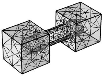 Mesh representation of example geometric model. Coarse mesh.