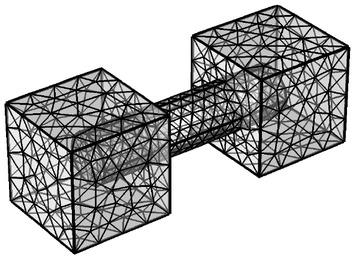 Mesh representation of example geometric model. Fine mesh.
