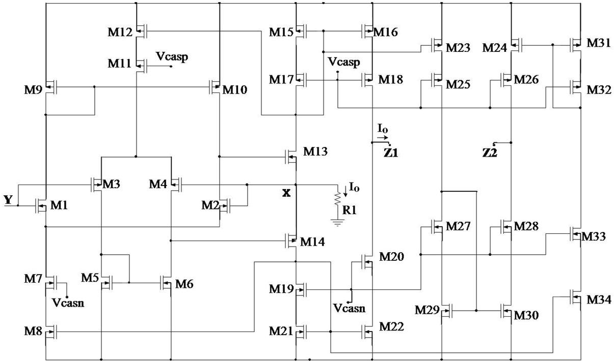 Schematic diagram of the Current Conveyor current source.