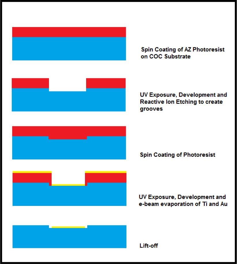 Process flow of gold electrode fabrication