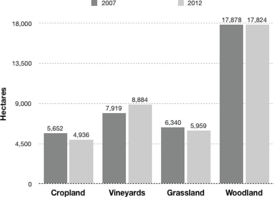 Land-use changes that occurred between 2007 and 2012 – Conegliano Valdobbiadene DOCG Prosecco zone (15 municipalities)Source: author’s elaboration on Veneto Region (2009; 2015)