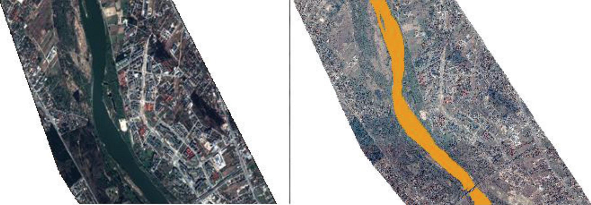 Detection of water bodies based on Plèiades data using NDVISource: Own elaboration based on Pleiades dat