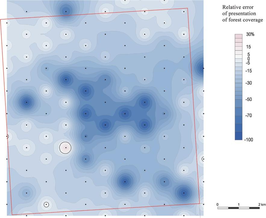 Test polygon C, relative errors for the VMap L2 1:50 000 mapSource: Own work