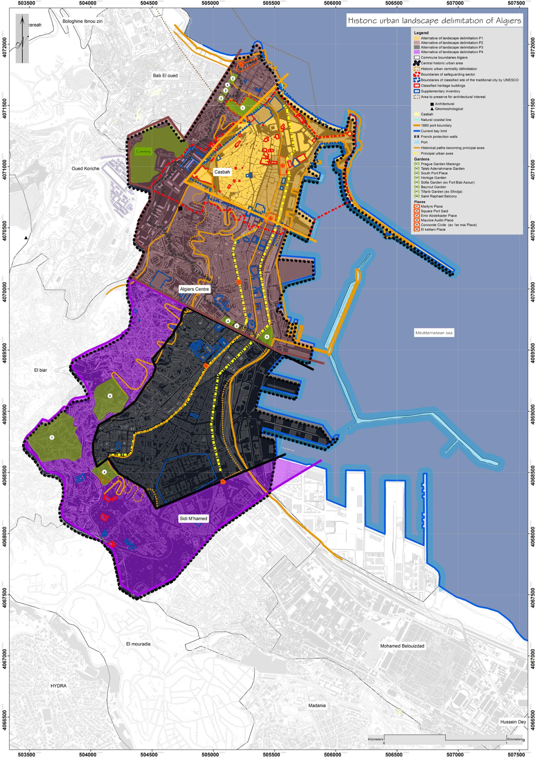 Map alternatives for the delimitation of HUL AlgiersSource: own study