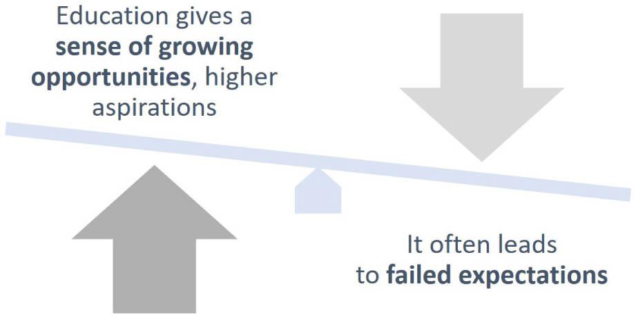 Education and SWB in developing countries. Negative associationSource: own elaboration