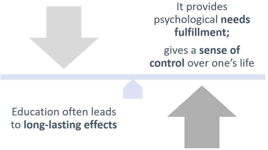Education and SWB in developing countries. Positive associationSource: own elaboration