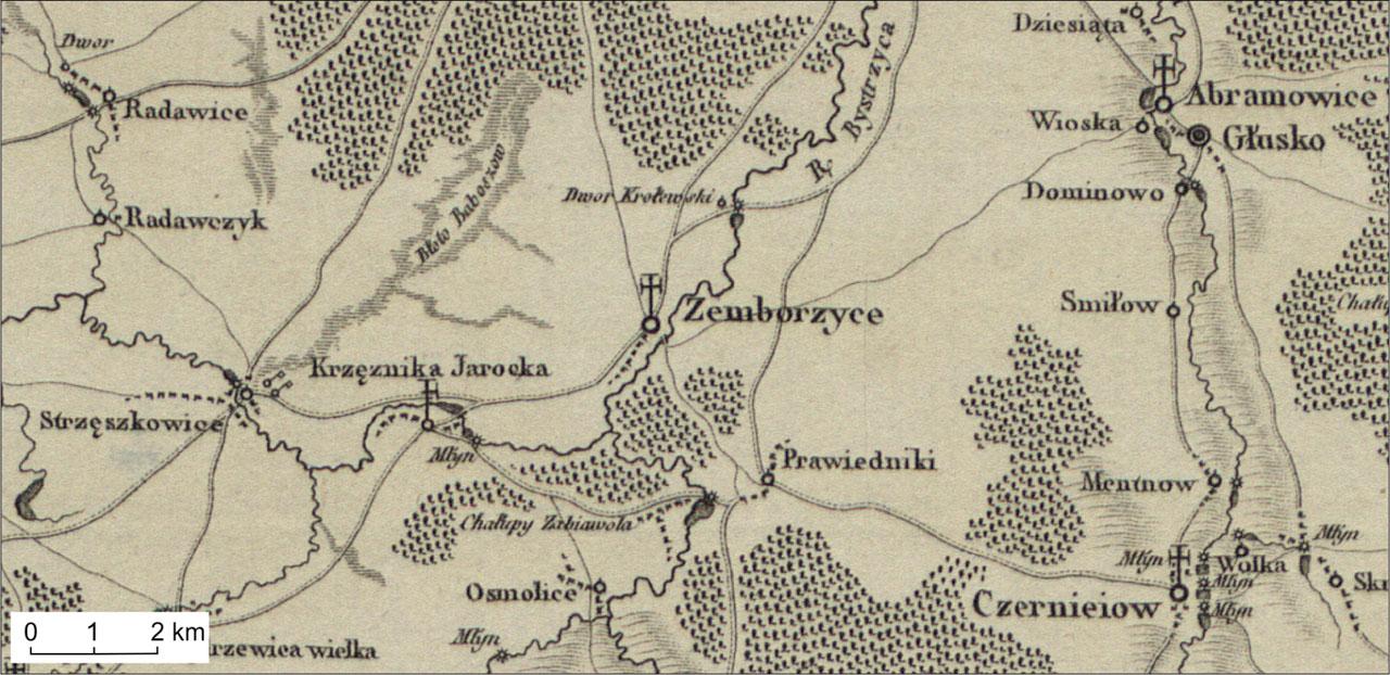 Fragment of a particular map: Zemborzyce vicinities (near Lublin)Source: Perthées 1783–1804