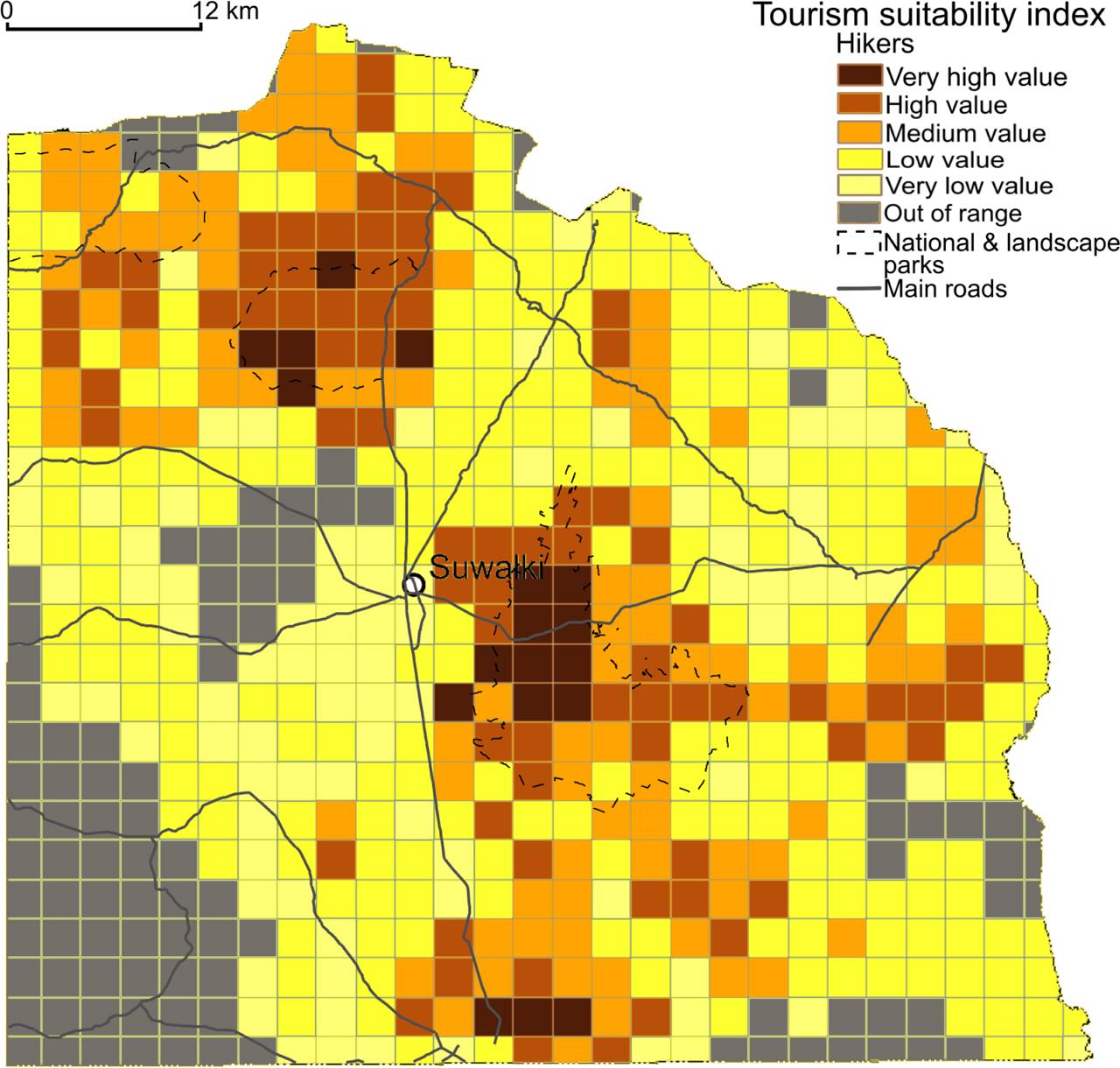 Tourism suitability index: hikersSource: own study