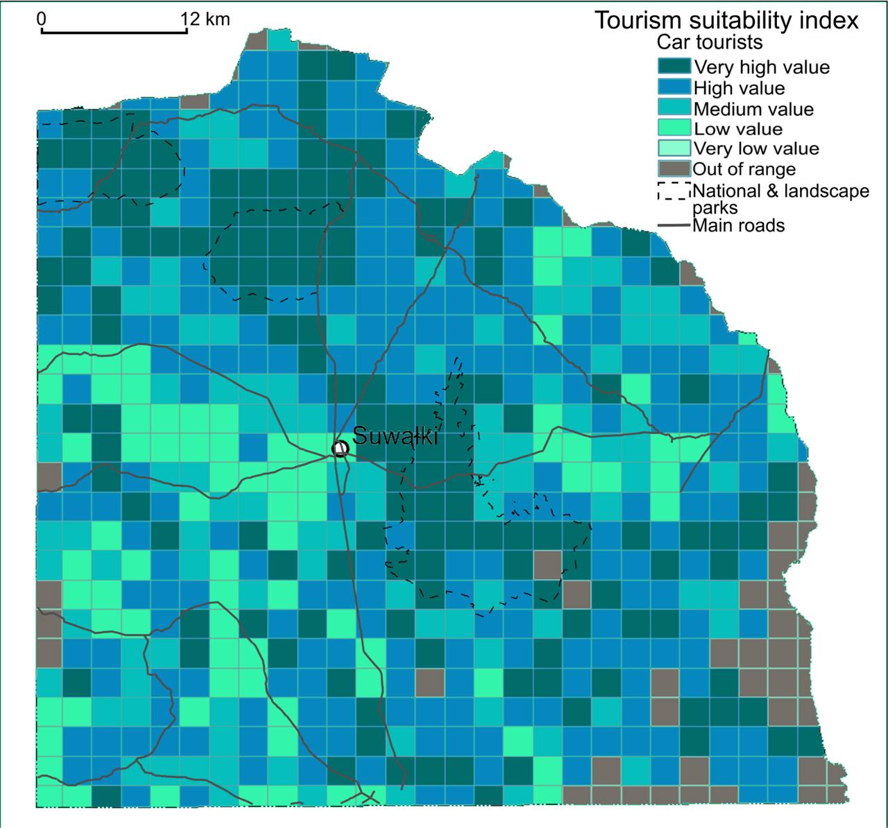 Tourism suitability index: car touristsSource: own study