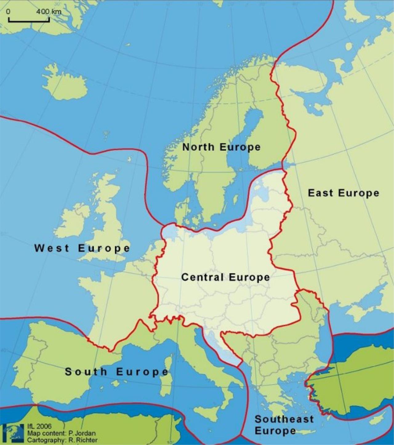 Europe subdivided into cultural macro-regionsSource: Jordan 2005a