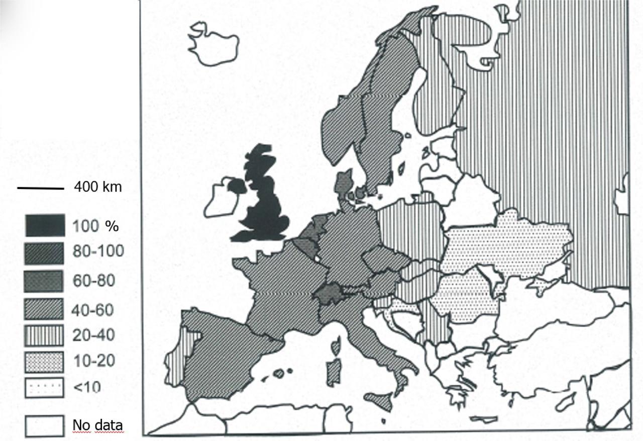 GDP per capita in 1870 relative to countries in 1997 and the highest-ranking country (i.e. 100 = United Kingdom)Source: own elaboration after Good 1997