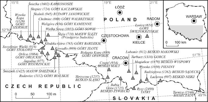Peaks that form the Crown of Polish Mountains Source: authors