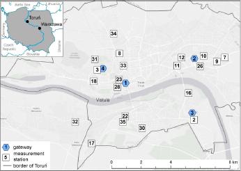 Location of the monitoring sites and communication gateways in Toruń, launched by the end of February 2023 as part of the night sky pollution monitoring system
Source: own elaboration