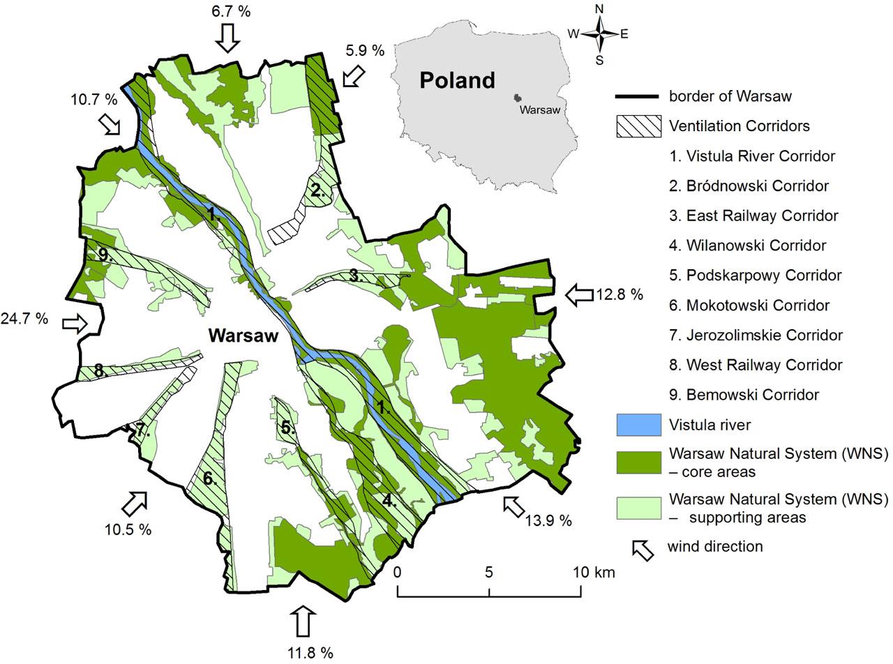 Ventilation corridors established in 1992Source: own elaboration based on BPRW S.A. 1992.
