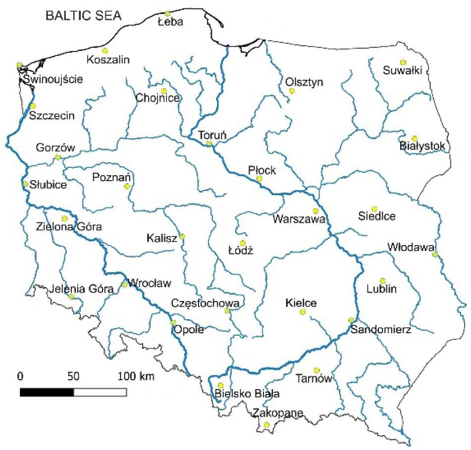 Location of the analysed meteorological stations.